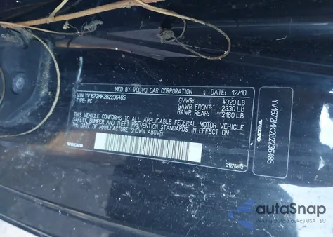 2011 Volvo C30 T5 из США, поврежденный, VIN YV1672MK2B2236485